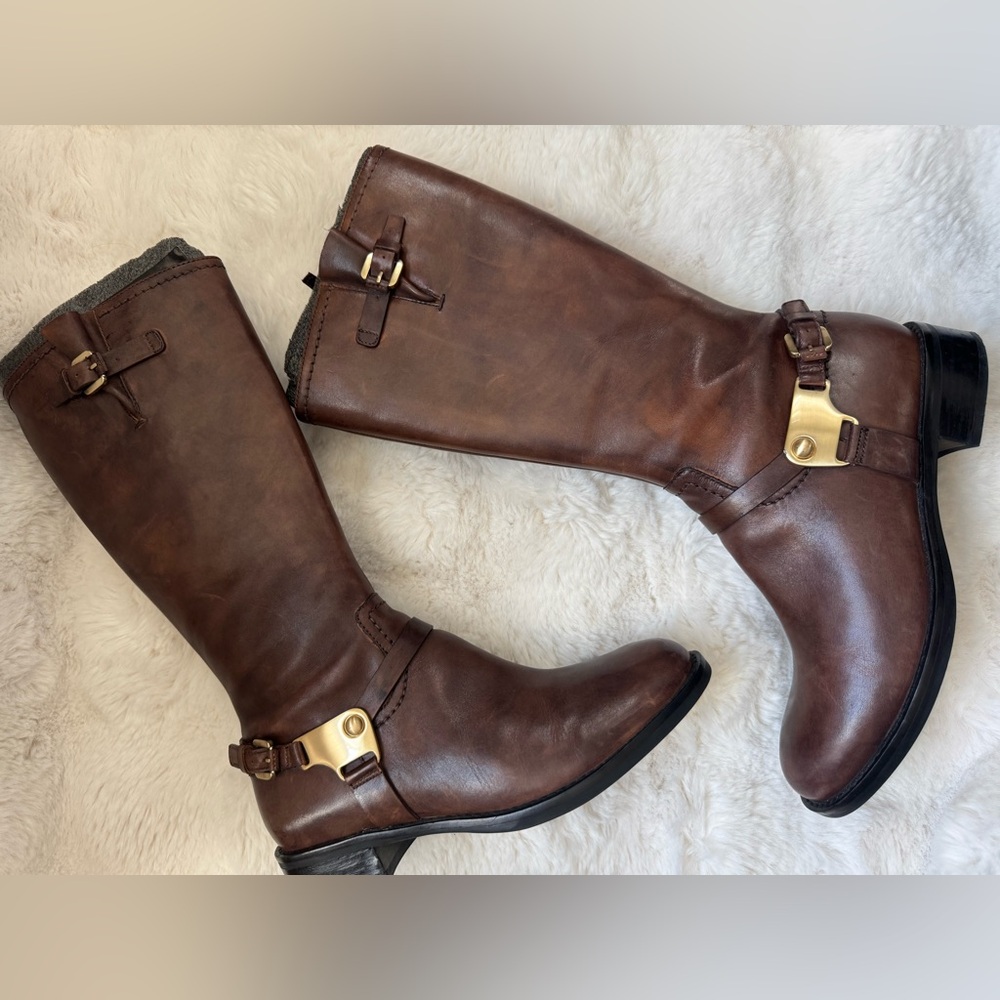 Ecco Riding Boots Hobart Harness Womens Sz 6/6.5 EU 37 Brown Leather Flair Calf